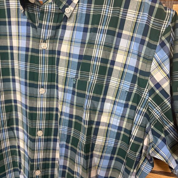 Izod Blue Plaid Short Sleeve Button Down Shirt Size Large - Picture 4 of 6